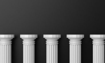 five pillars in a horizontal row