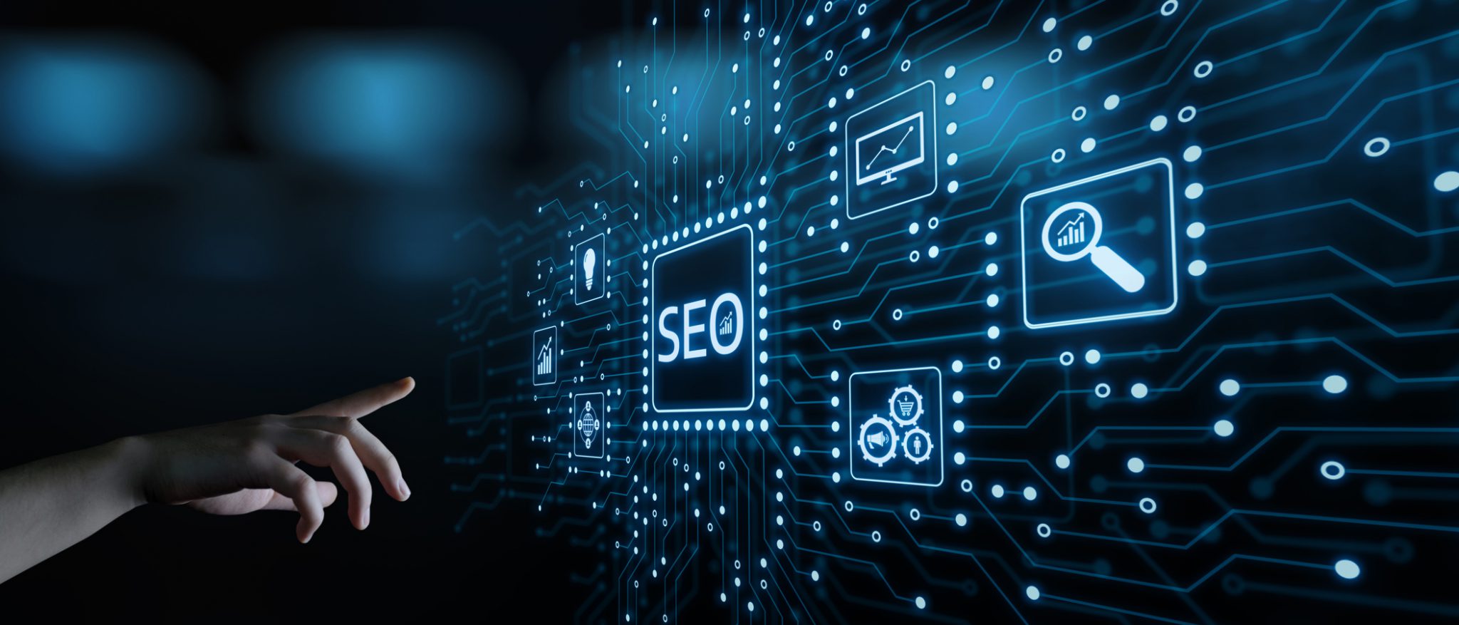 enterprise SEO Search Engine Optimization Marketing Ranking Traffic Website Internet Business Technology Concept.