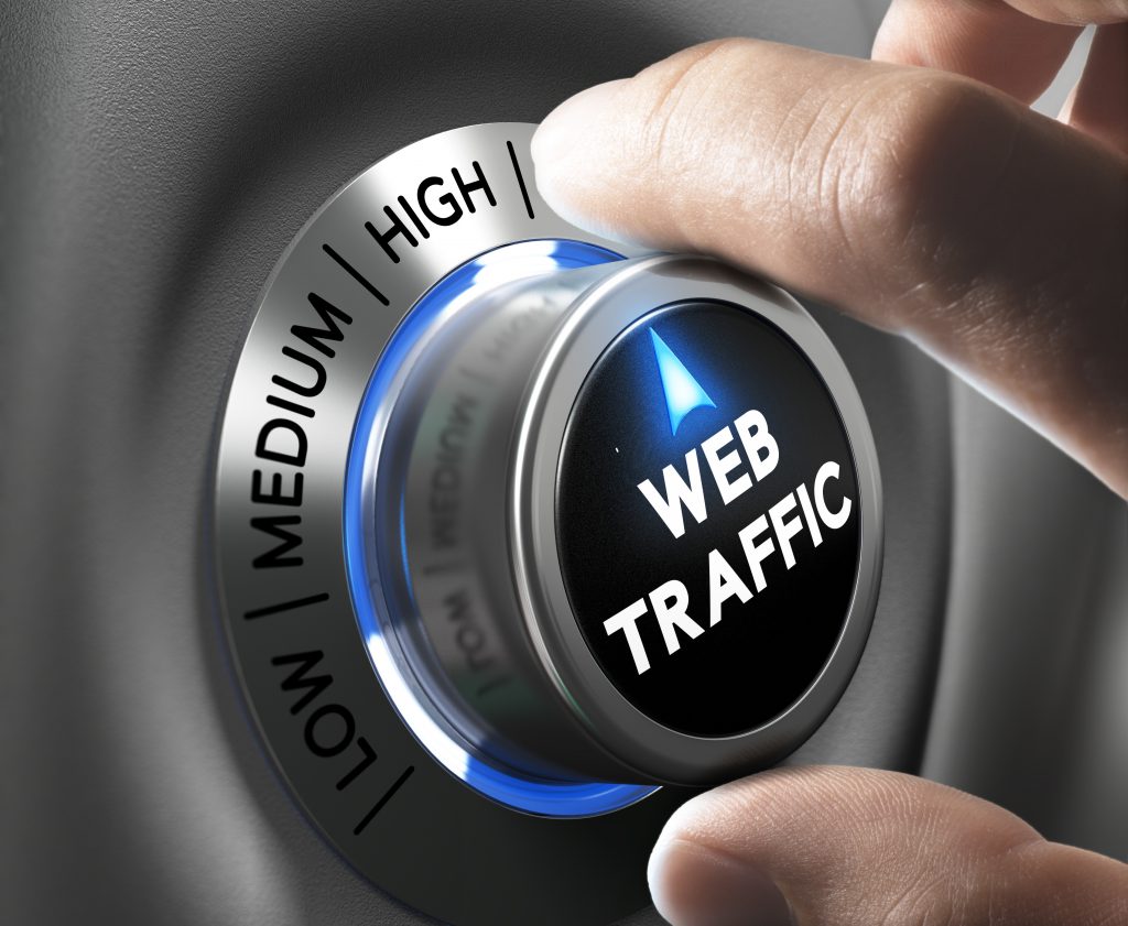 Web traffic button pointing high position with two fingers.