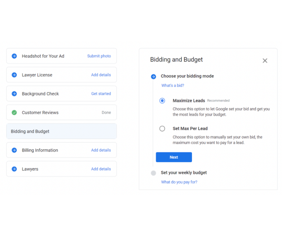 Setting Your Bid and Budget for Google Screened for Lawyers