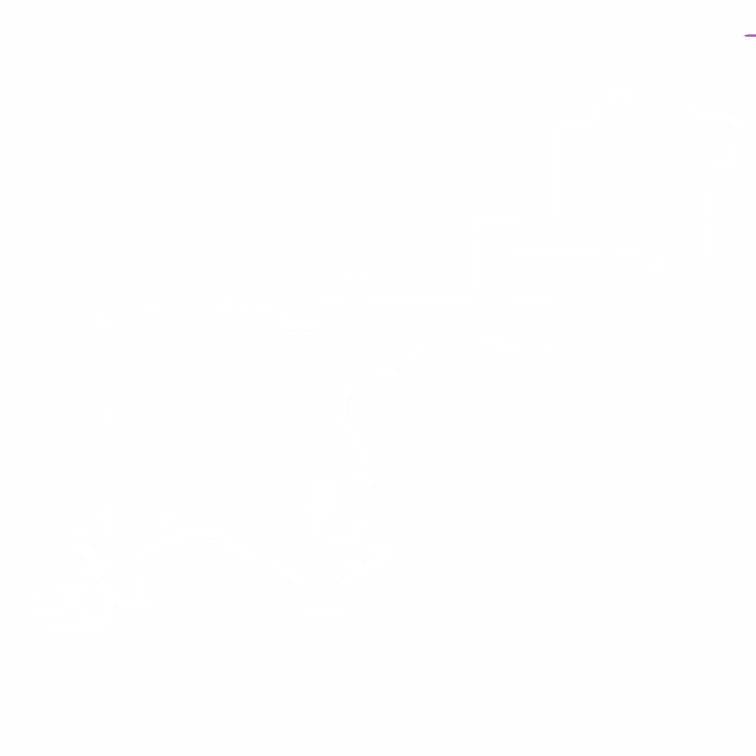 A white, irregular, continuous line trace forms an abstract, maze-like shape on a plain light grey background.